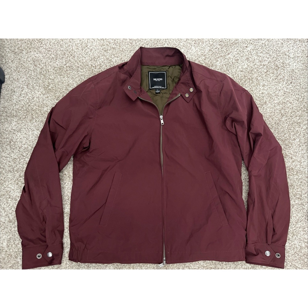 Todd Snyder Mens L Burgundy Nylon Performance Bomber Jacket Made in USA